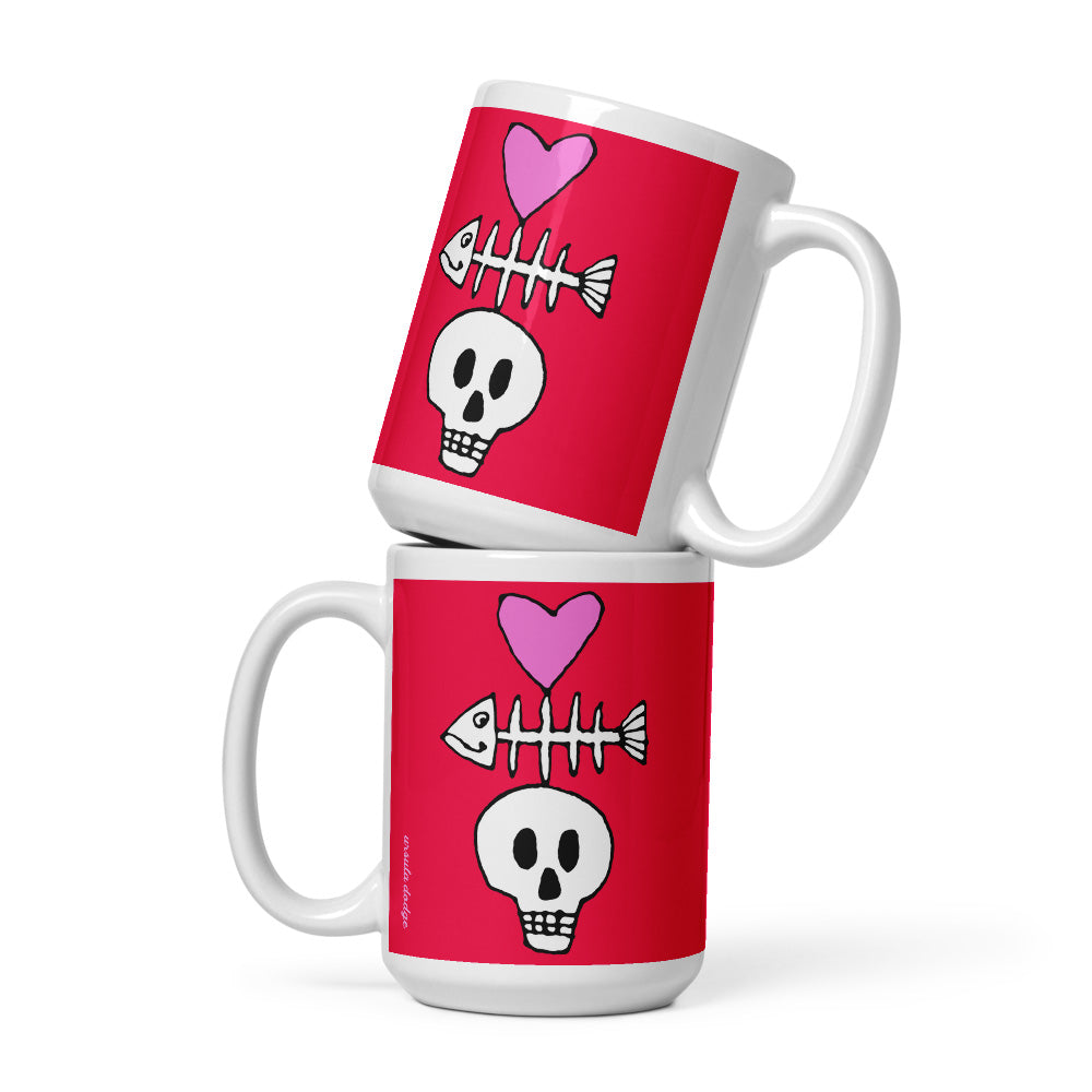 Fish Bone Heart 15 oz mug